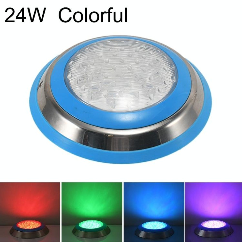 24W LED Stainless Steel Wall-mounted Pool Light Landscape Underwater Light(Colorful Light)