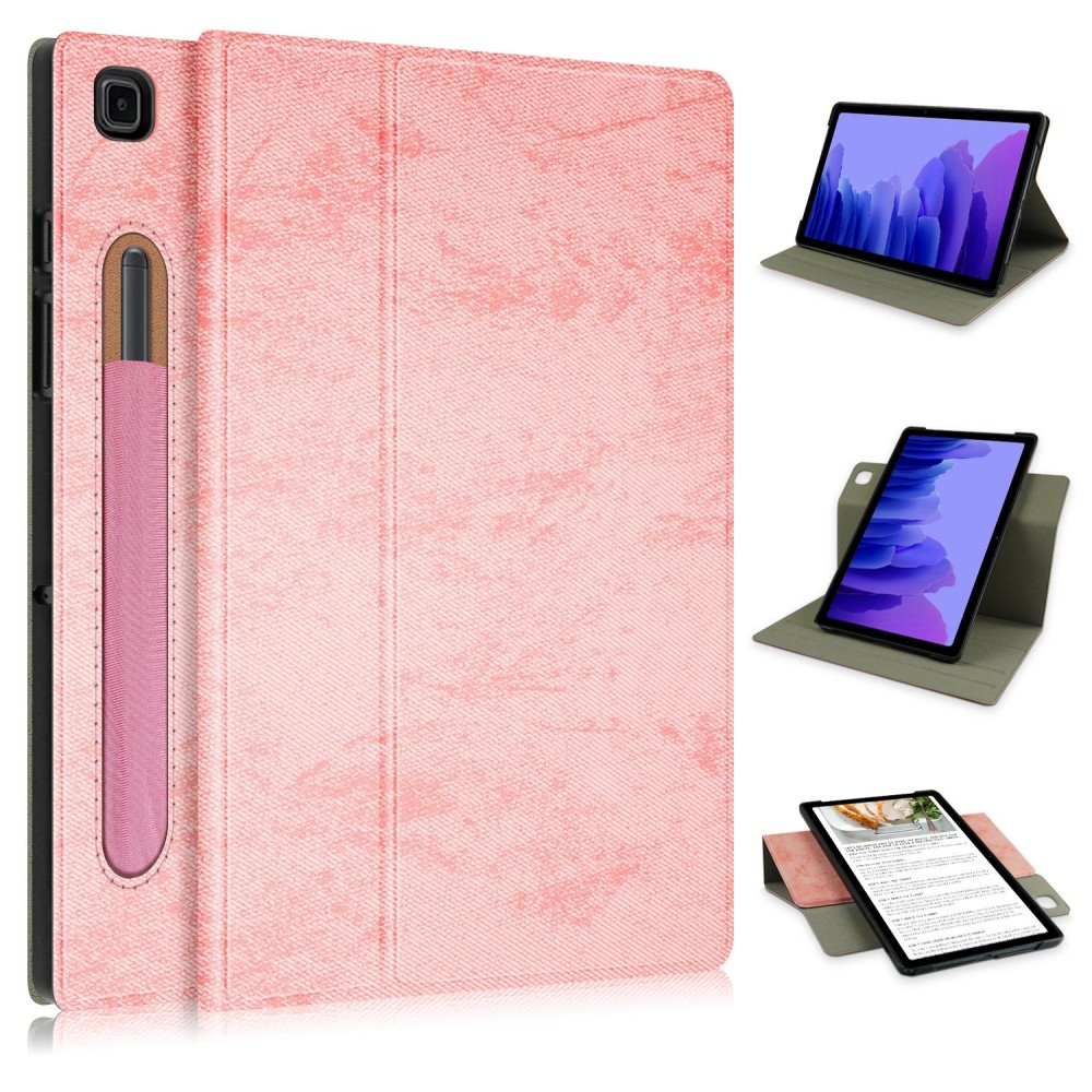 For Samsung Galaxy Tab A7 10.4 2020 Solid Color 360 Degrees Rotation Tablet Leather Case with Holder(Pink)