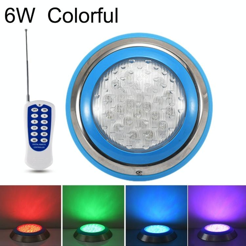 6W LED Stainless Steel Wall-mounted Pool Light Landscape Underwater Light(Colorful Light + Remote Control)
