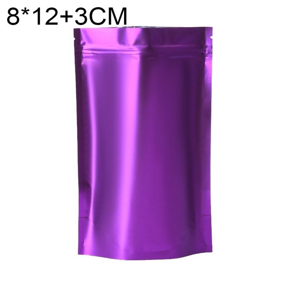 100 PCS/Set Matte Aluminum Foil Snack Stand-up Pouch, Size:8x12+3cm(Purple)