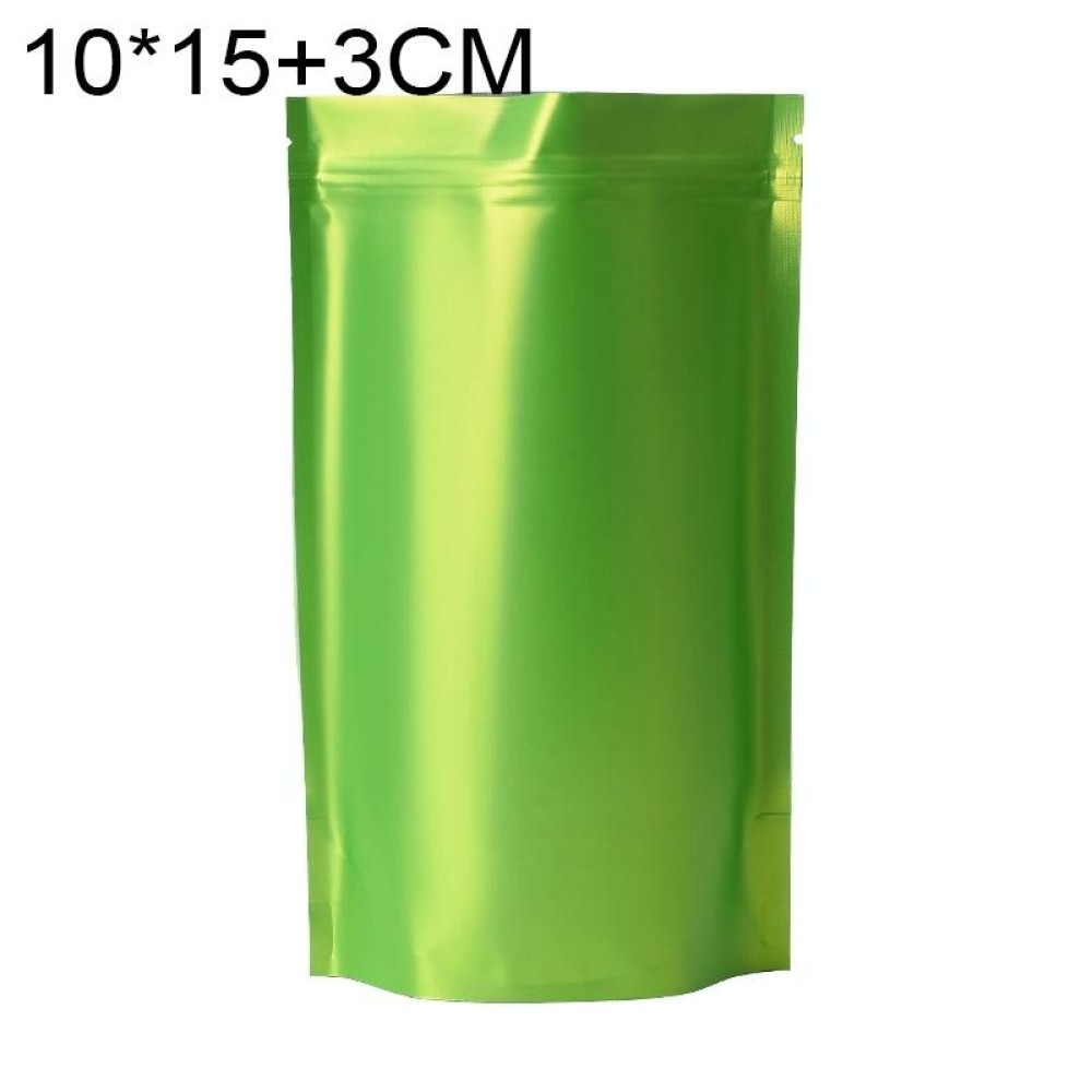 100 PCS/Set Matte Aluminum Foil Snack Stand-up Pouch, Size:10x15+3cm(Green)
