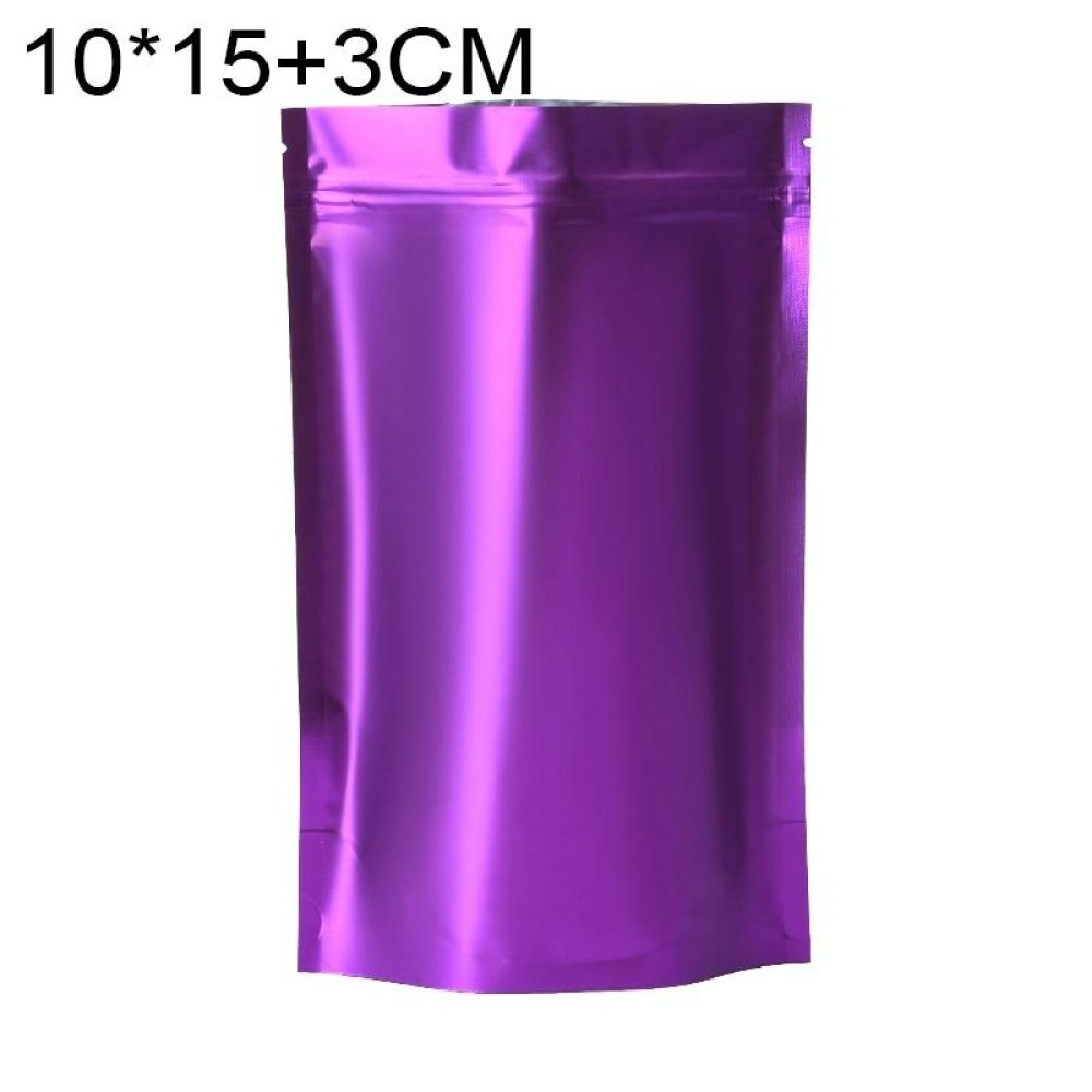 100 PCS/Set Matte Aluminum Foil Snack Stand-up Pouch, Size:10x15+3cm(Purple)