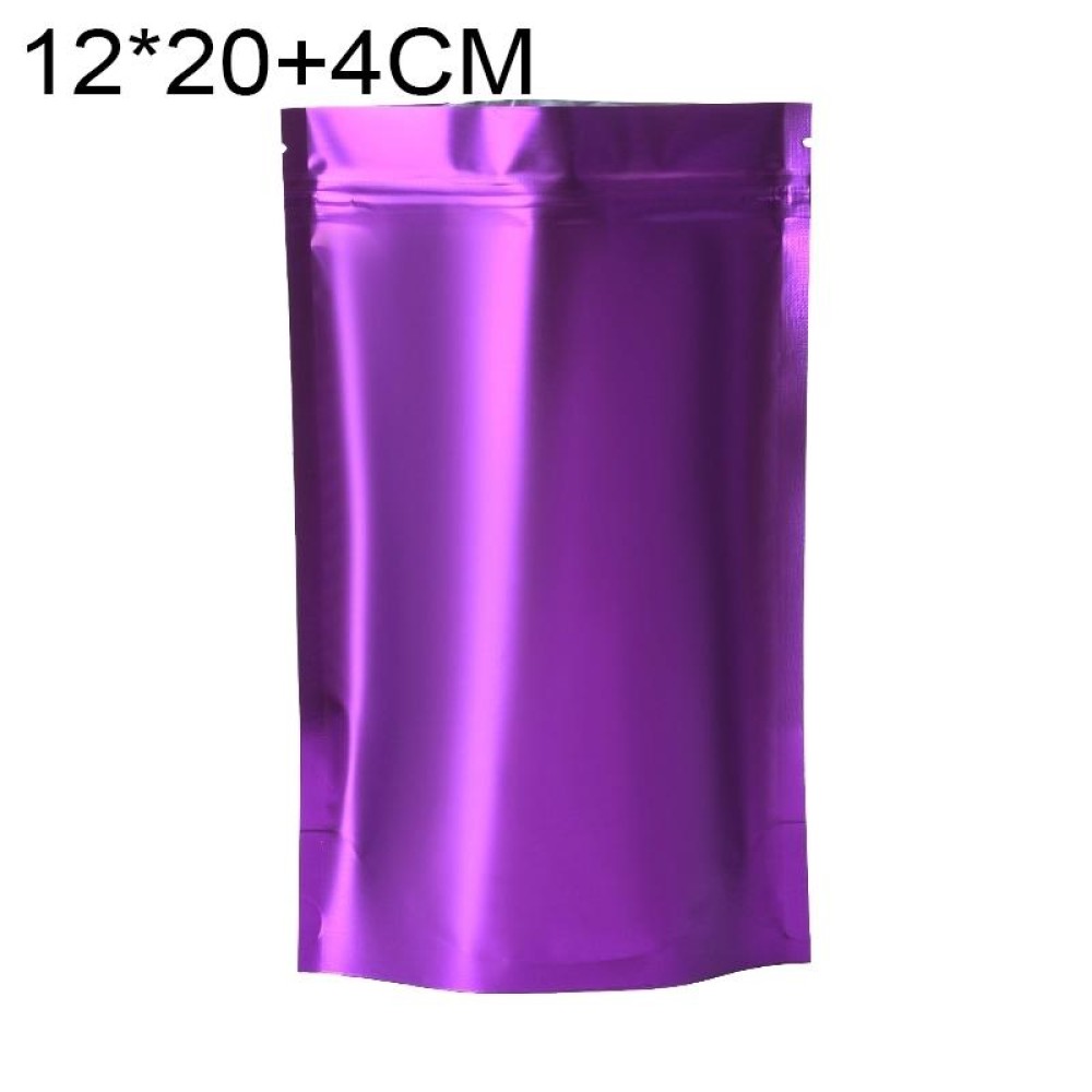 100 PCS/Set Matte Aluminum Foil Snack Stand-up Pouch, Size:12x20+4cm(Purple)