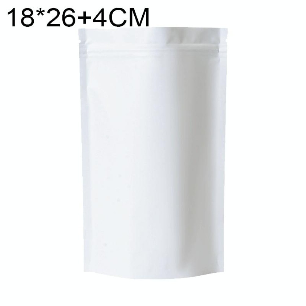 100 PCS/Set Matte Aluminum Foil Snack Stand-up Pouch, Size:18x26+4cm(White)