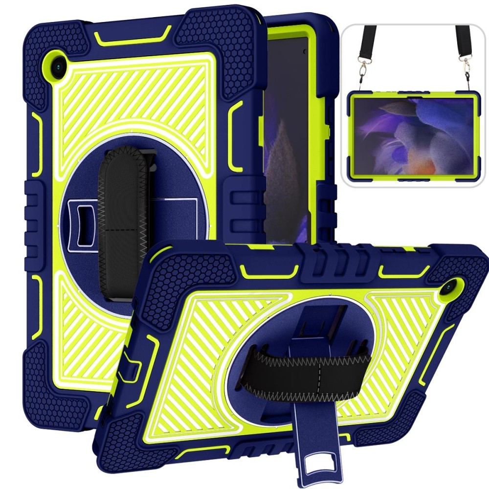 For Samsung Galaxy Tab A8 10.5 2021 360 Degree Rotation Contrast Color Silicone + PC Tablet Case(Navy+Yellow Green)