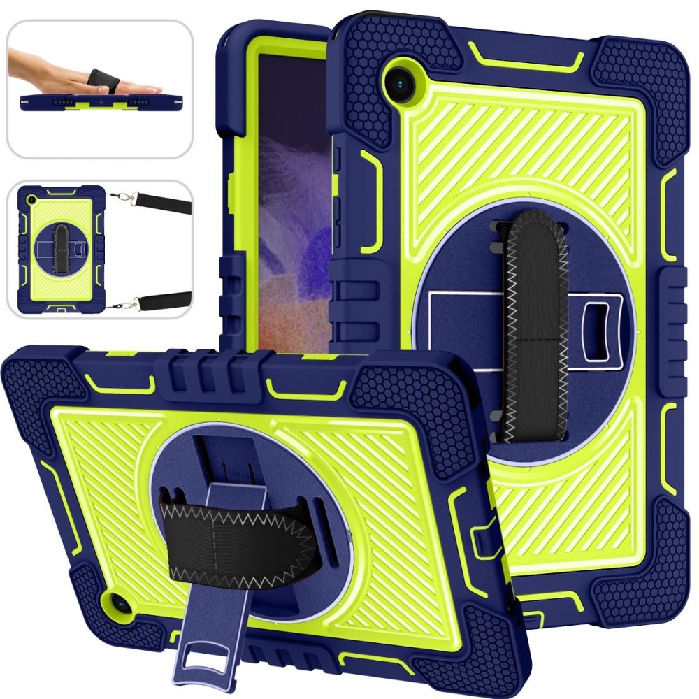 For Samsung Galaxy Tab A8 10.5 2021 360 Degree Rotation Contrast Color Silicone + PC Tablet Case(Navy+Yellow Green)