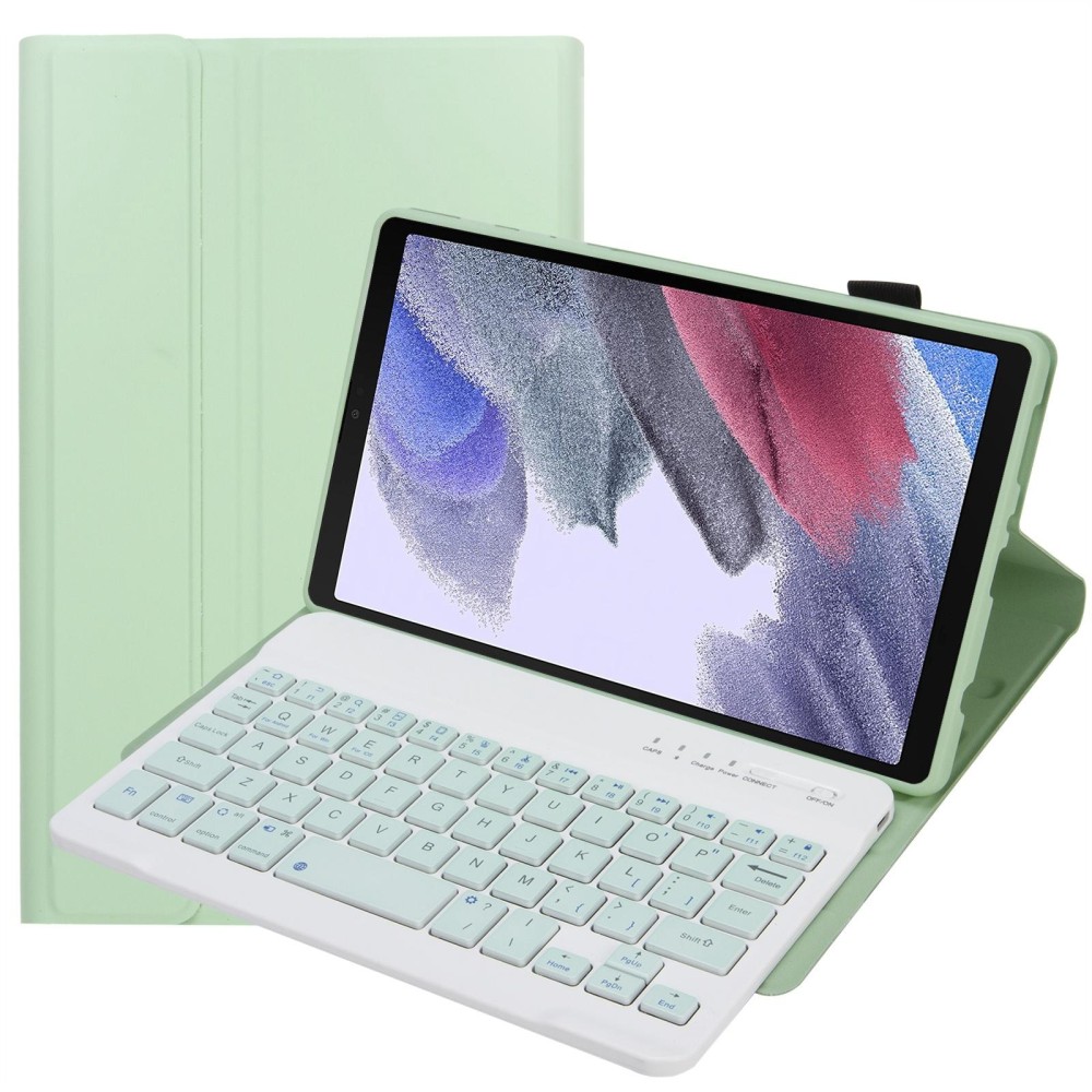 A220 Candy Color TPU Detachable Bluetooth Keyboard Leather Case with Bracket For Samsung Galaxy Tab A7 Lite 8.7 T220 / T225(Light Green)