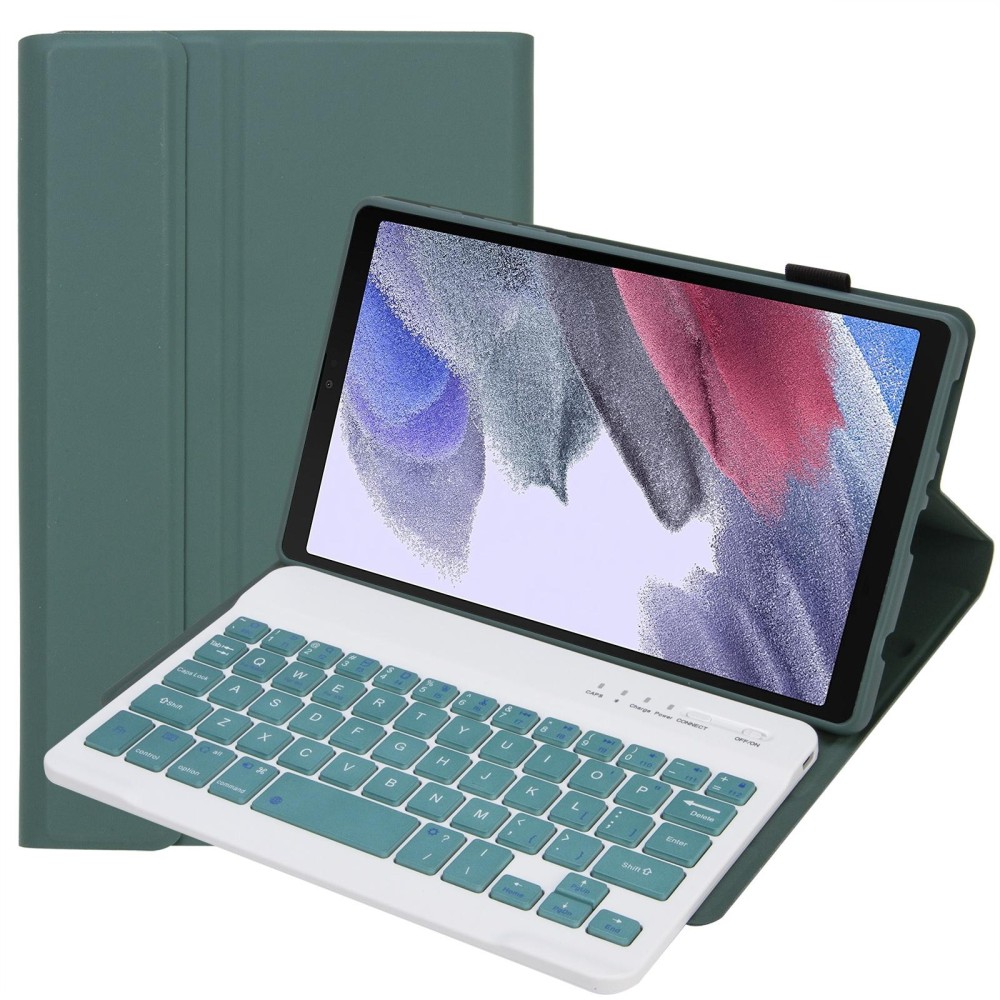 A220 Candy Color TPU Detachable Bluetooth Keyboard Leather Case with Bracket For Samsung Galaxy Tab A7 Lite 8.7 T220 / T225(Dark Green)