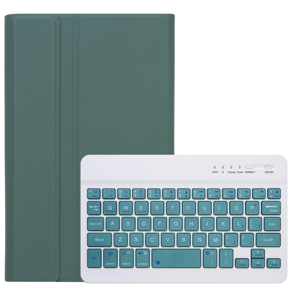 A220 Candy Color TPU Detachable Bluetooth Keyboard Leather Case with Bracket For Samsung Galaxy Tab A7 Lite 8.7 T220 / T225(Dark Green)