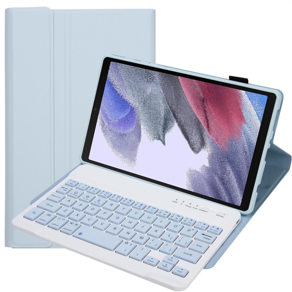 A220 Candy Color TPU Detachable Bluetooth Keyboard Leather Case with Bracket For Samsung Galaxy Tab A7 Lite 8.7 T220 / T225(White Ice Orchid)