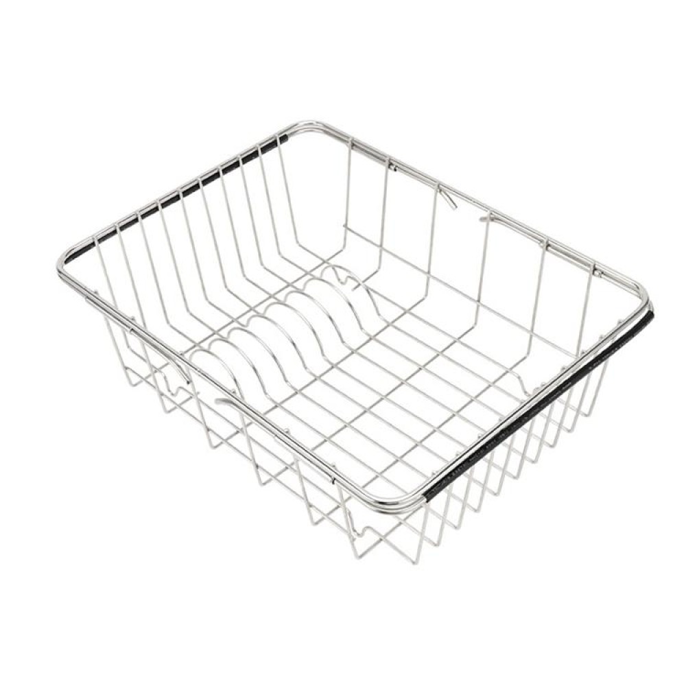 Kitchen Dish Drainer Sink Drain Basket Washing Vegetable Fruit Drying Holder Stainless Steel Adjustable Rack, Size:Flat Bottom Style