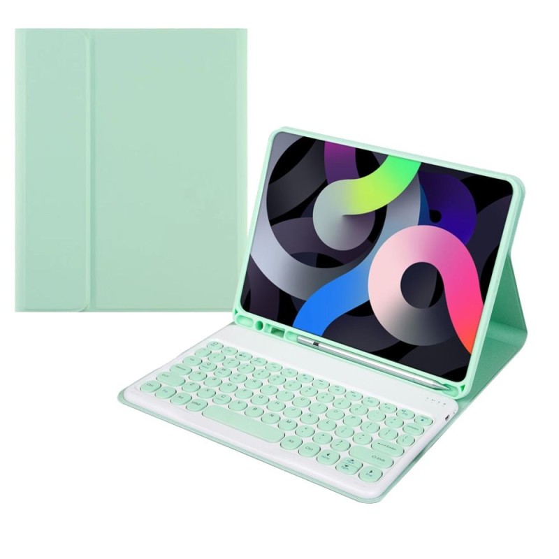 +X3 Universal Candy Color Round Keys Bluetooth Keyboard Leather Case(Fresh Green)