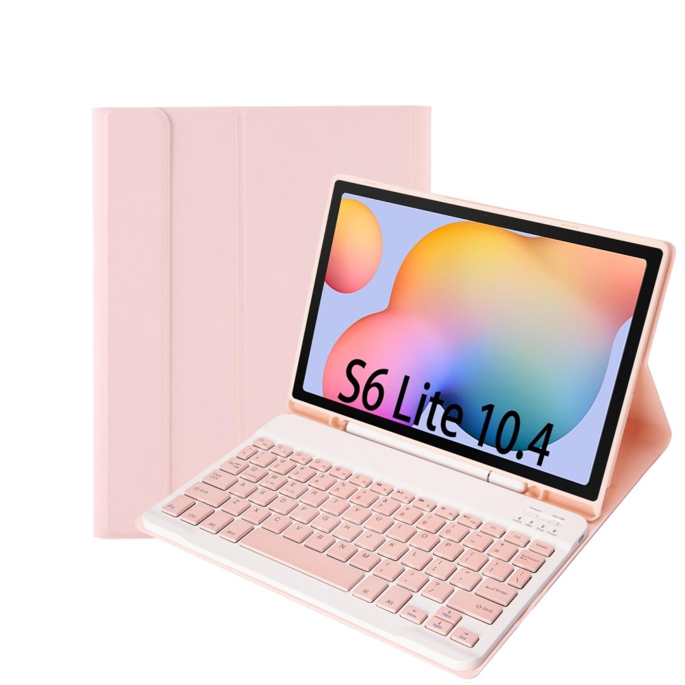 A610B Candy Color Bluetooth Keyboard Leather Case with Pen Slot For Samsung Galaxy Tab S6 Lite 10.4 inch SM-P610 / SM-P615(Pink)