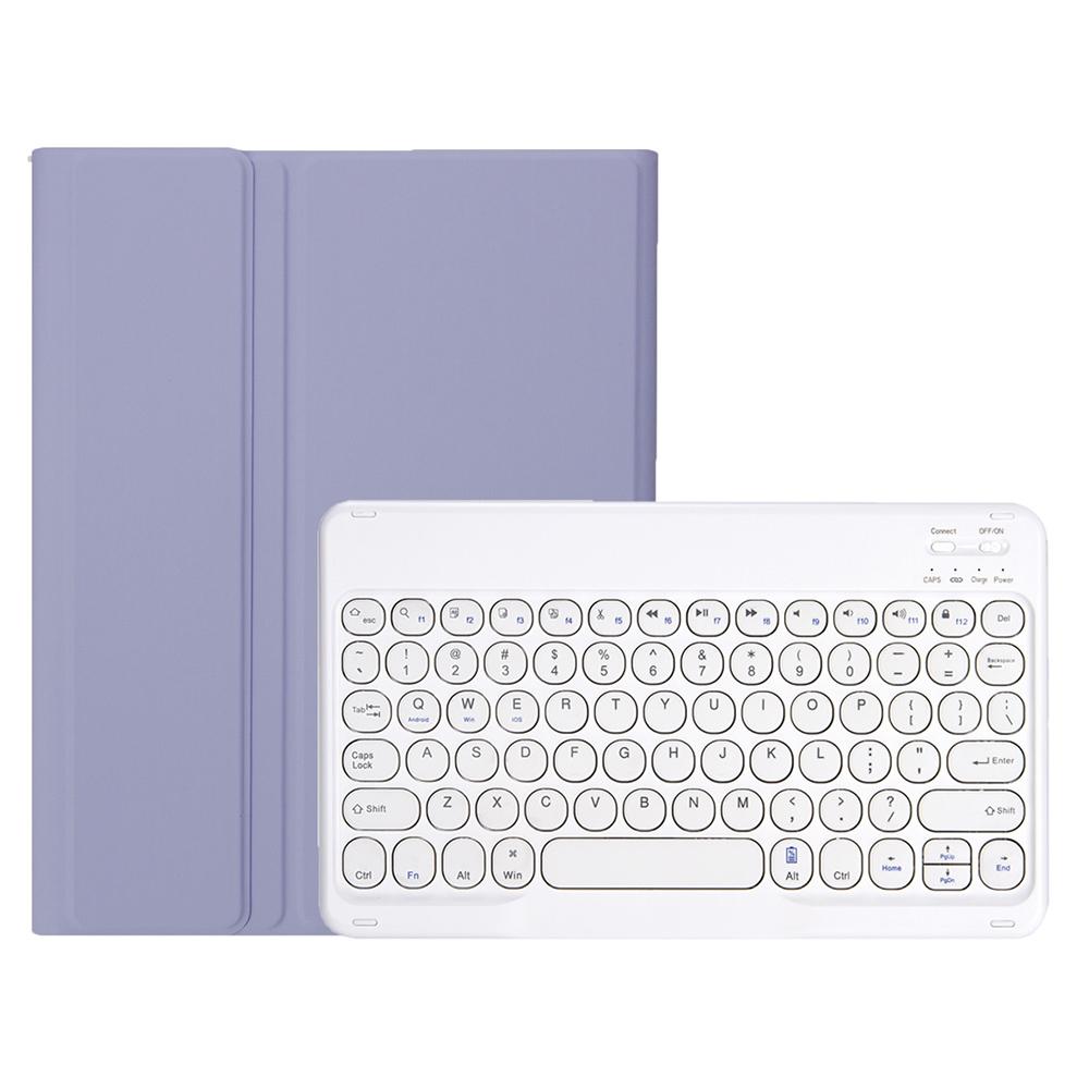 YA610B Candy Color Skin Feel Texture Round Keycap Bluetooth Keyboard Leather Case For Samsung Galaxy Tab S6 Lite 10.4 inch SM-P610 / SM-P615(Purple)