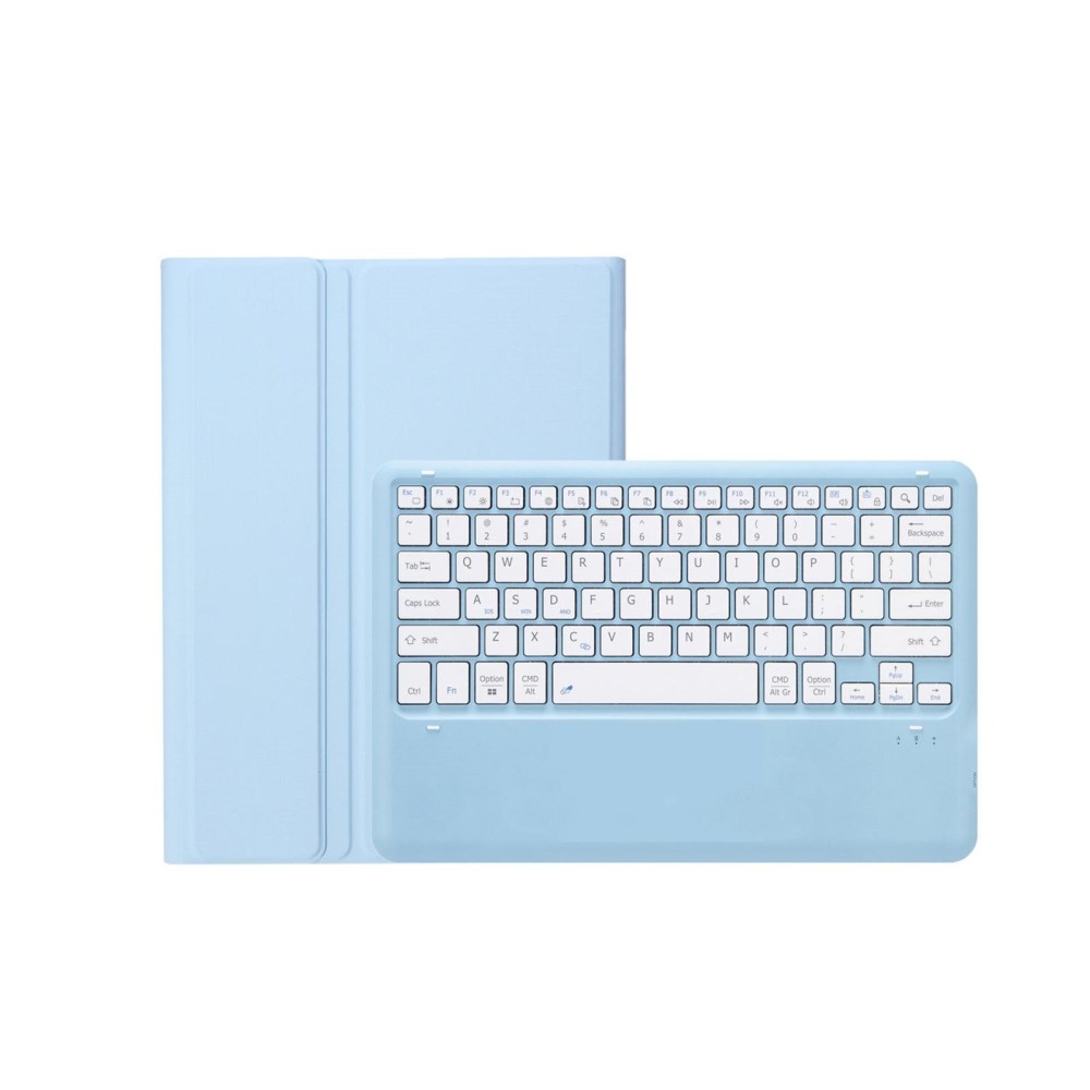 T800B Pen Slot Detachable Bluetooth Keyboard Leather Tablet Case For Samsung Galaxy Tab S8+/S7+/S7 FE(Sky Blue)