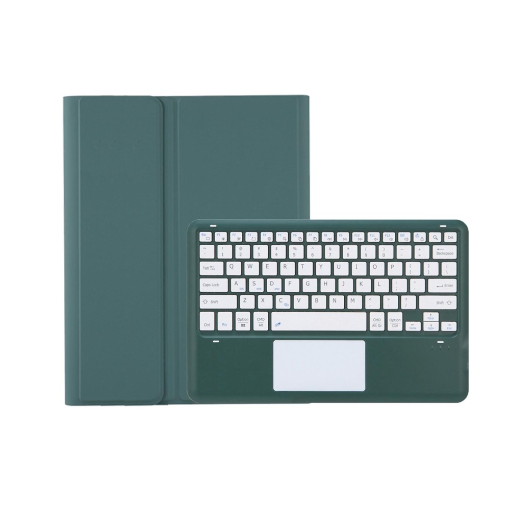 T800B-A Touch Pad Detachable Bluetooth Keyboard Leather Tablet Case For Samsung Galaxy Tab S8+/S7+/S7 FE(Dark Green)