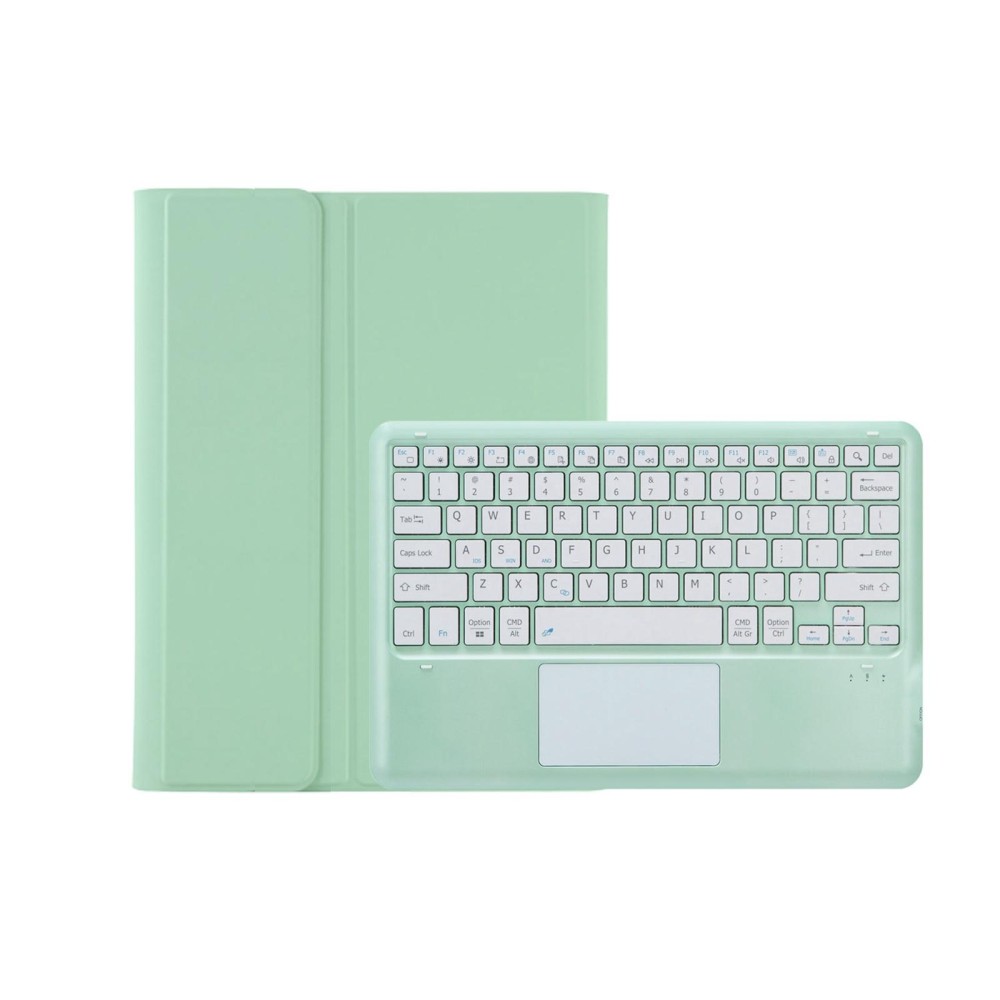 T800B-A Touch Pad Detachable Bluetooth Keyboard Leather Tablet Case For Samsung Galaxy Tab S8+/S7+/S7 FE(Mint Green)