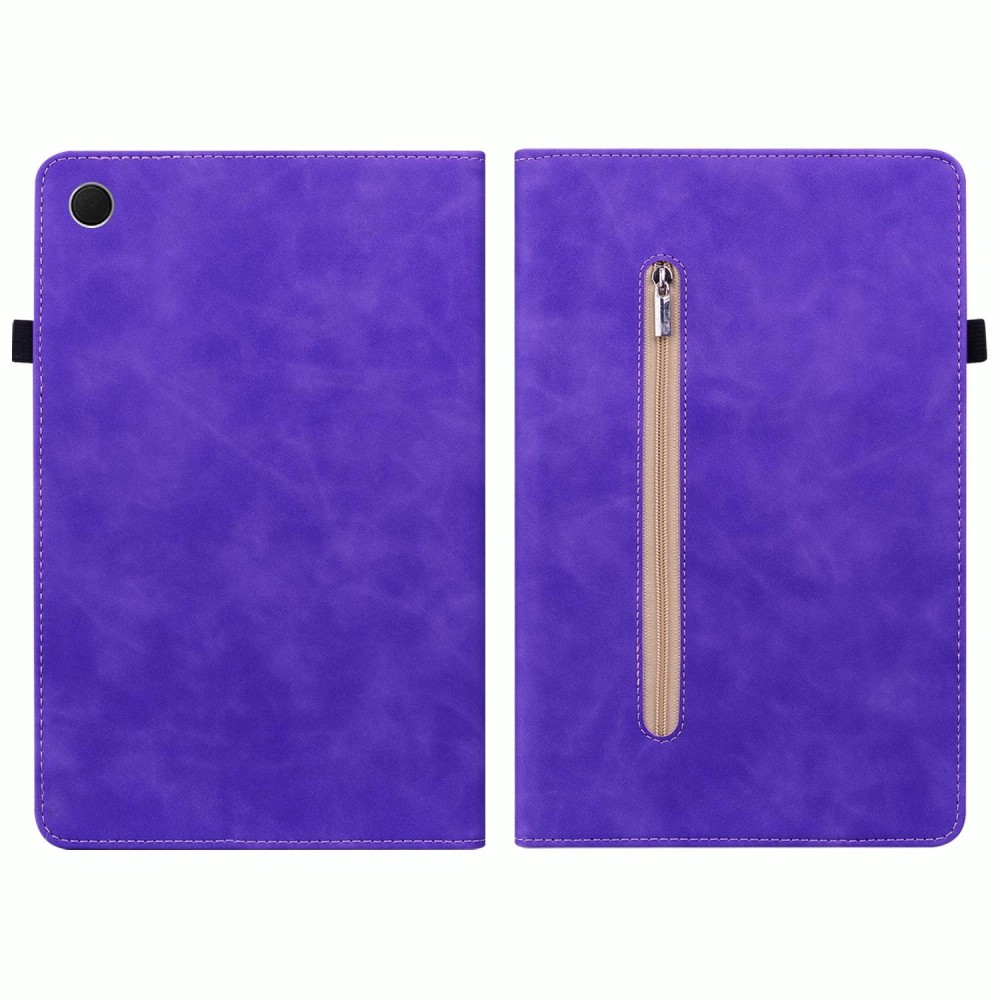 For Samsung Galaxy Tab А8 10.5 SM-X200 Skin Feel Solid Color Zipper Leather Tablet Case(Purple)