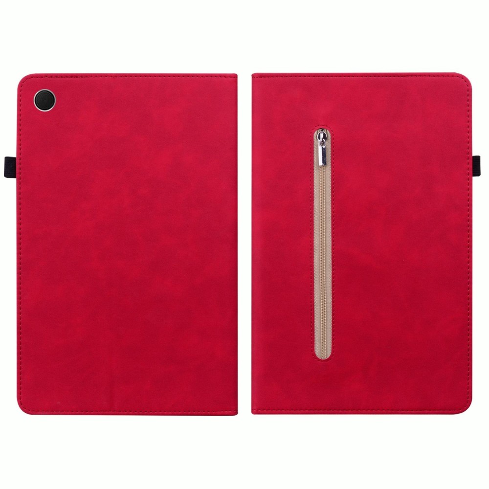 For Samsung Galaxy Tab А8 10.5 SM-X200 Skin Feel Solid Color Zipper Leather Tablet Case(Red)