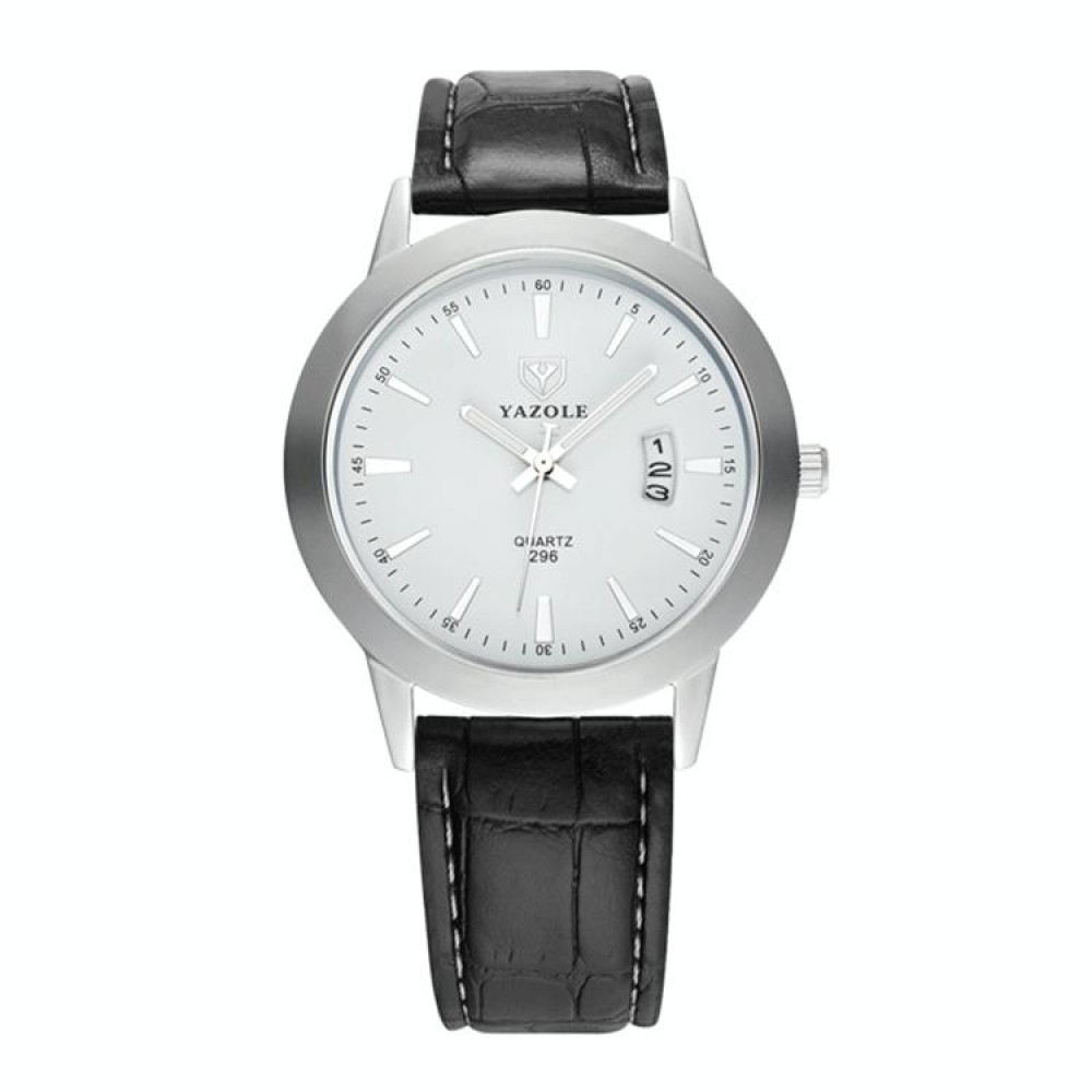 YAZOLE 296 Calendar Waterproof Luminous Quartz Watch(White+Black)