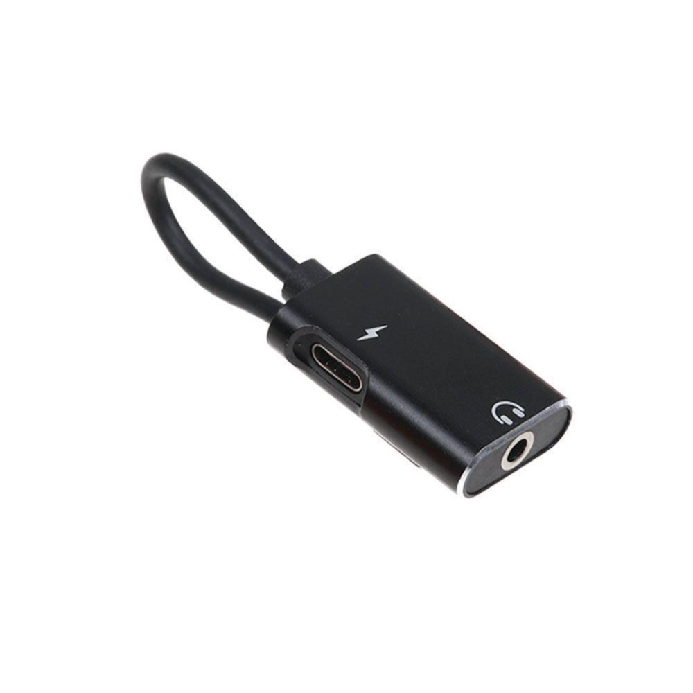 2 in 1 USB-C / Type-C to USB-C / Type-C 3.5mm Jack Audio Adapter Cable(Black)