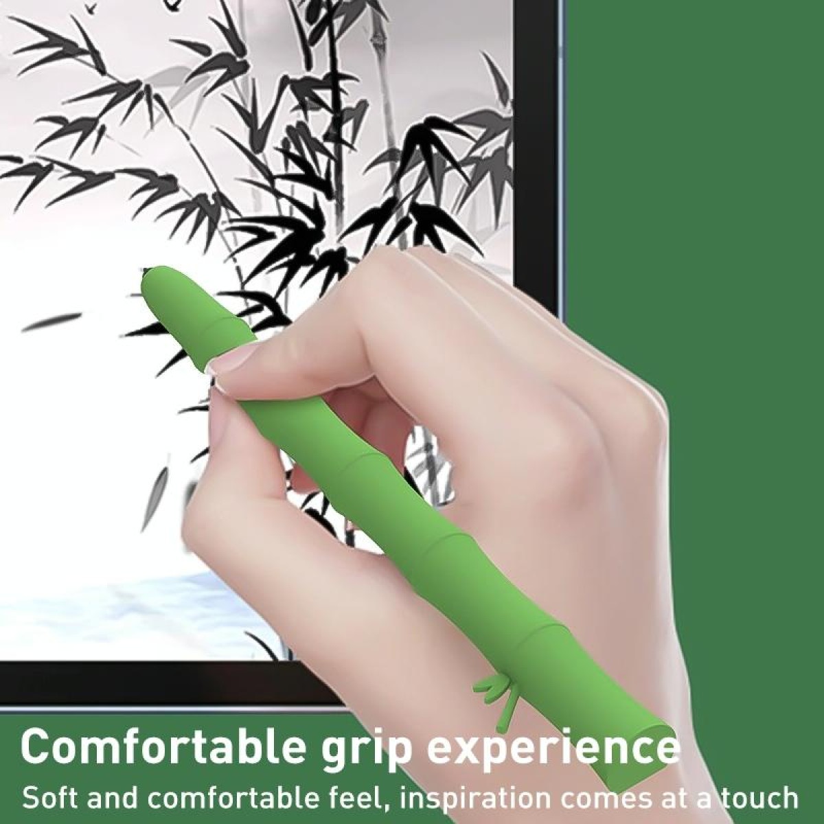 For Samsung Galaxy Tab S6 Lite LOVE MEI Bamboo Liquid Silicone Gel Stylus Pen Protective Case(Light Green)