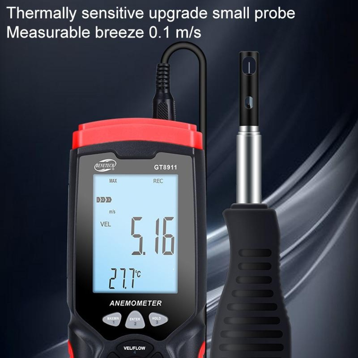 BENETECH GT8911 Handheld Digital LCD Hot Wire Anemometer