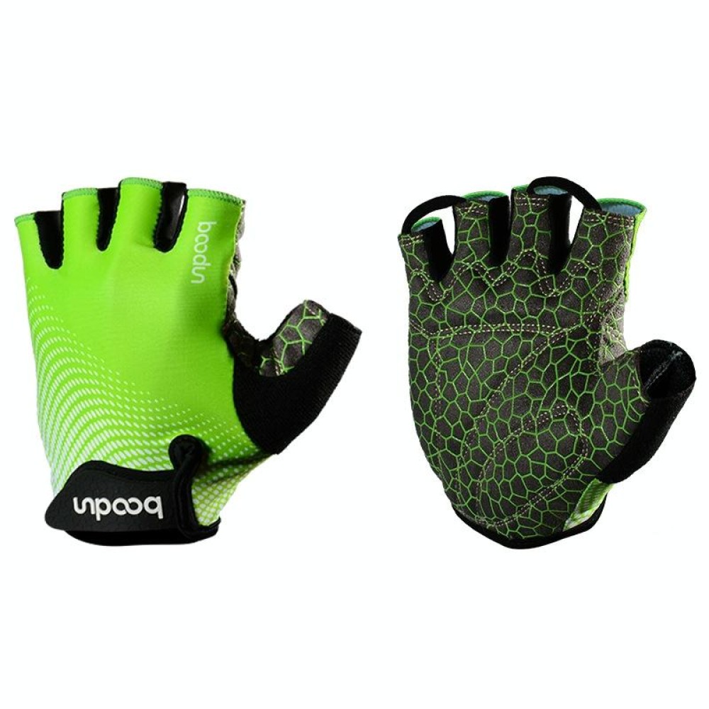 BOODUN 1096 Non-slip Wear-resistant Breathable Fitness Sports Silicone Gloves, Size:S(Green)
