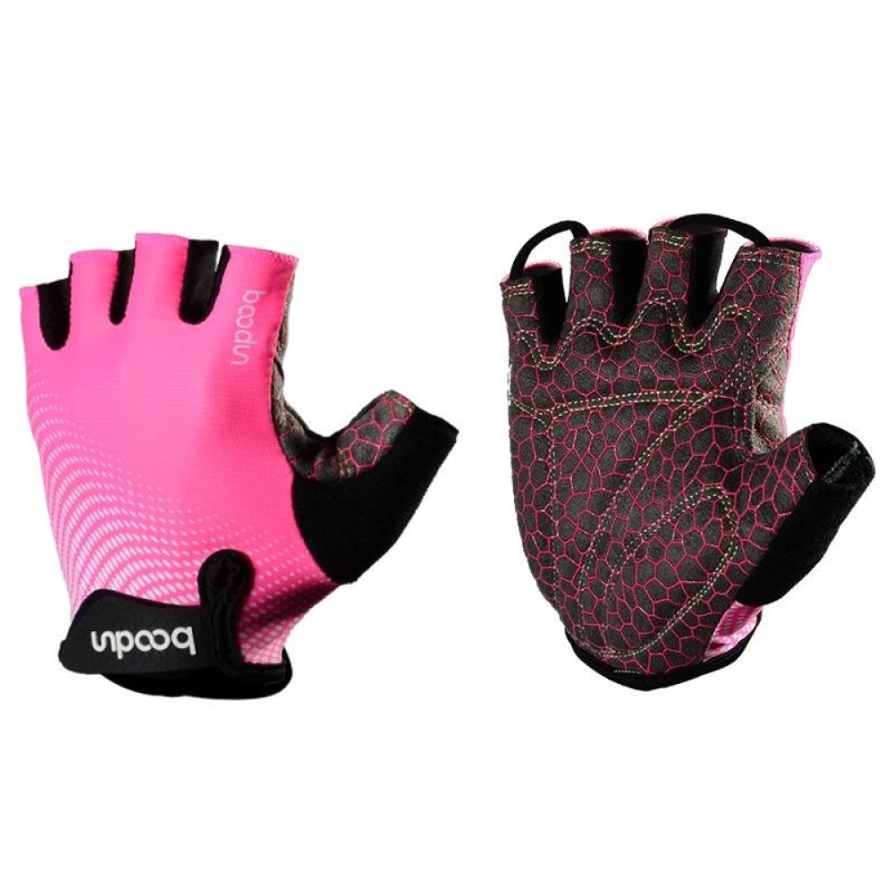 BOODUN 1096 Non-slip Wear-resistant Breathable Fitness Sports Silicone Gloves, Size:M(Rose Red)