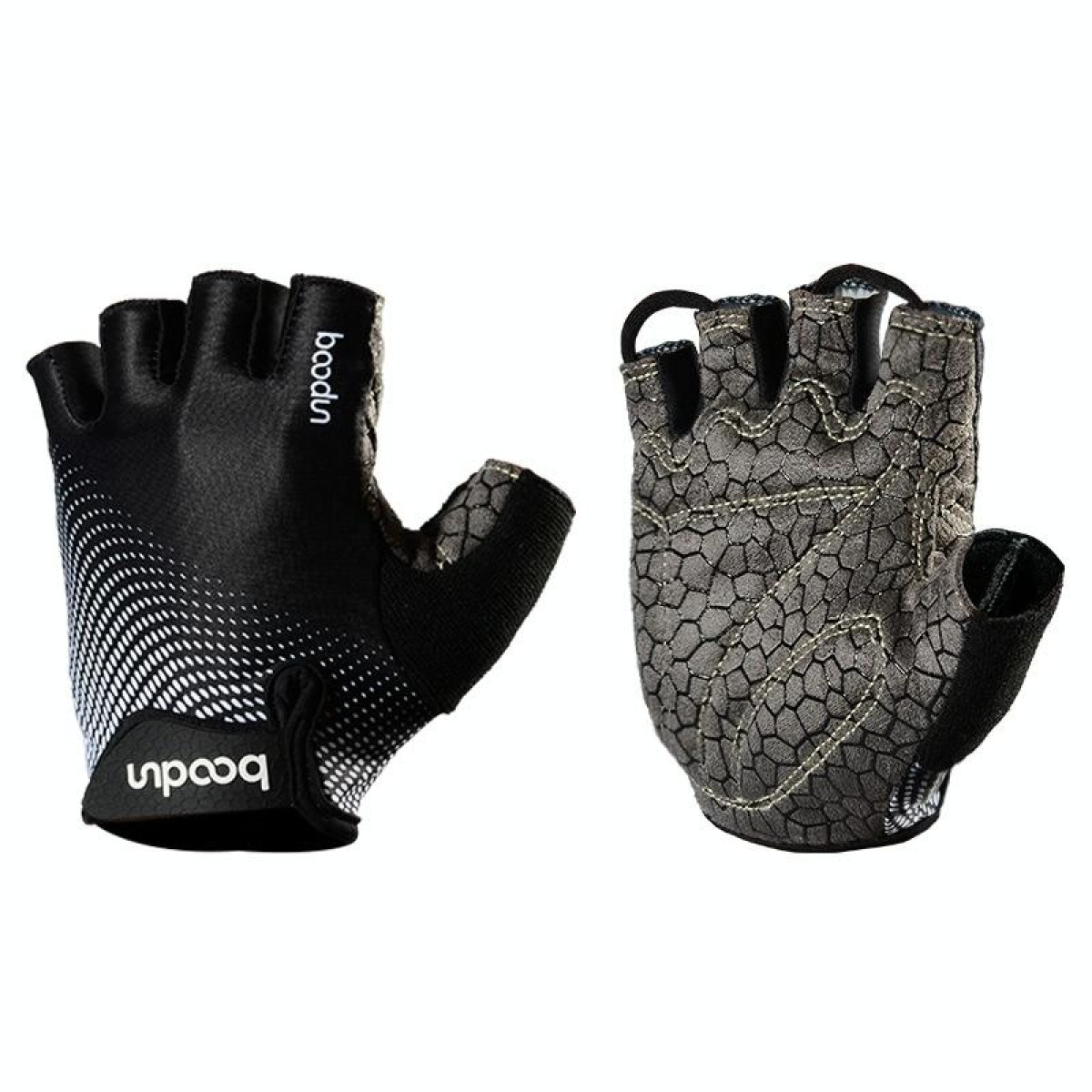 BOODUN 1096 Non-slip Wear-resistant Breathable Fitness Sports Silicone Gloves, Size:L(Black)