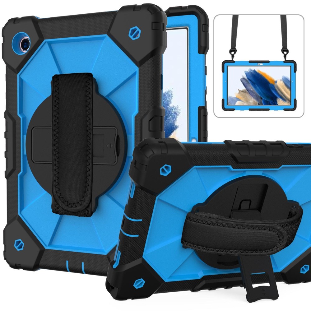 For Samsung Galaxy Tab A8 10.5 2021 X200 Contrast Color Robot Silicone + PC Tablet Case(Black+Blue)
