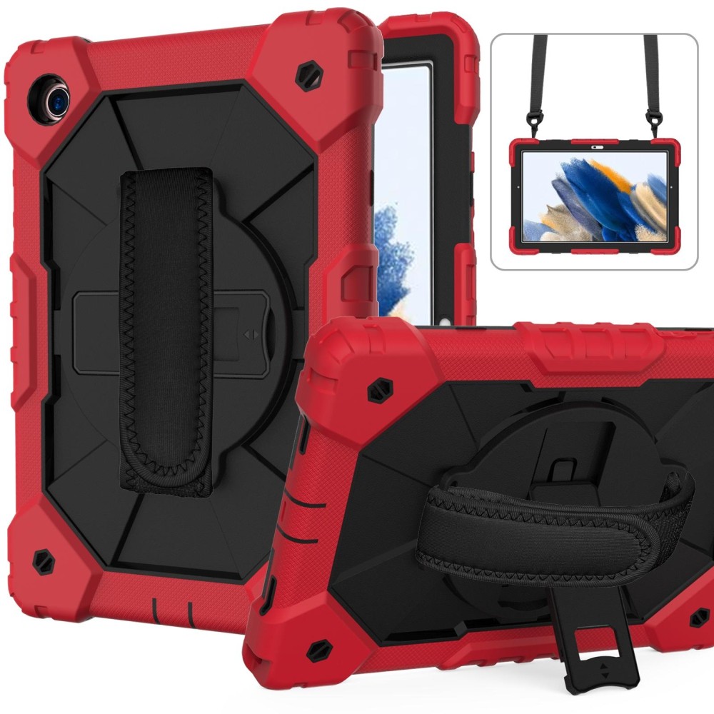 For Samsung Galaxy Tab A8 10.5 2021 X200 Contrast Color Robot Silicone + PC Tablet Case(Red+Black)
