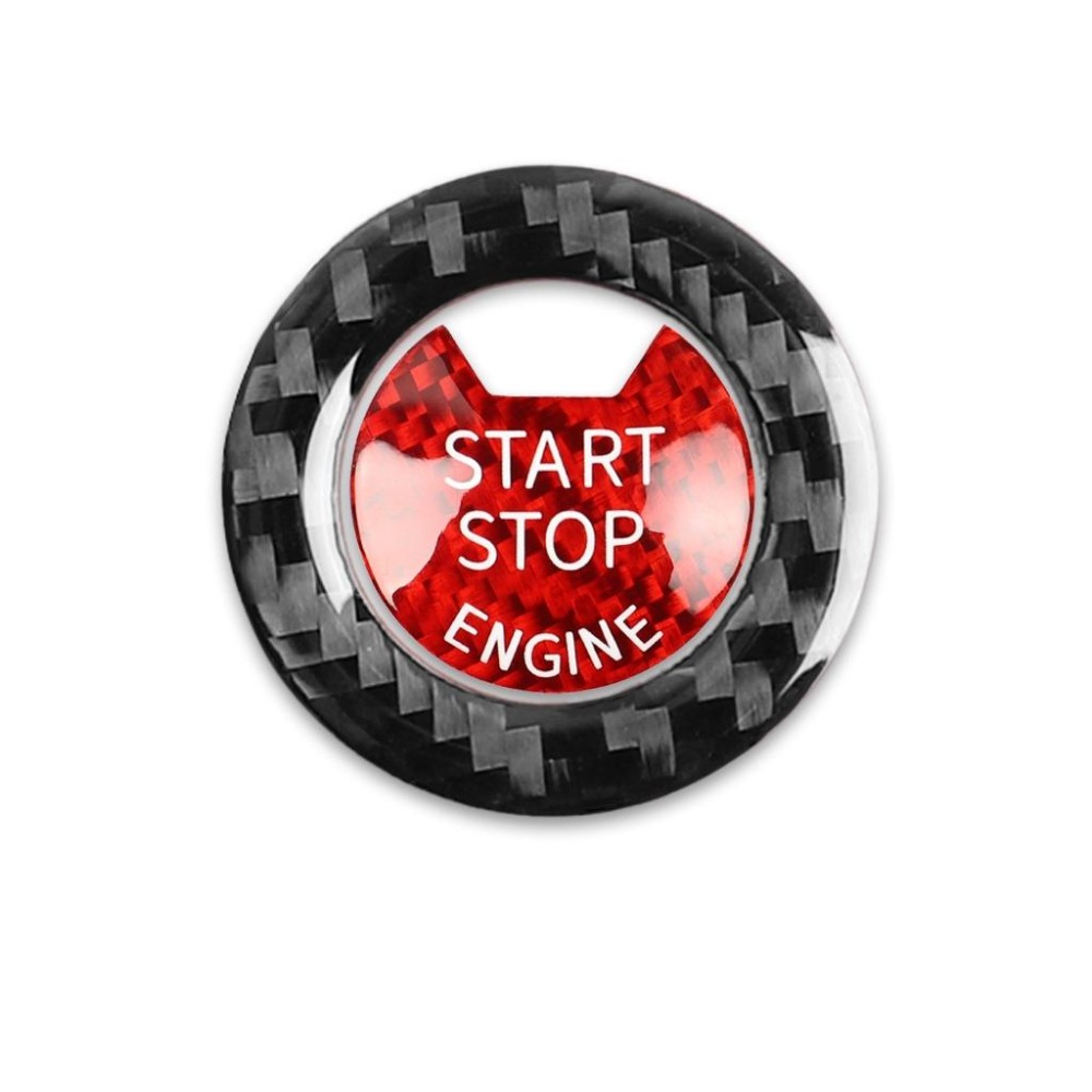 Car Carbon Fiber One-button Start Decorative Sticker for Infiniti Q50 2014-2020 / Q60 / QX60(Black + Red)