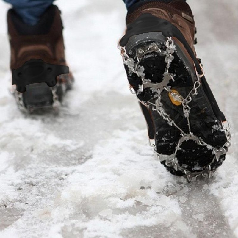 1 Pair 19 Teeth Anti-Slip Ice Gripper Hiking Climbing Chain Shoes Covers, Size:L(Black)