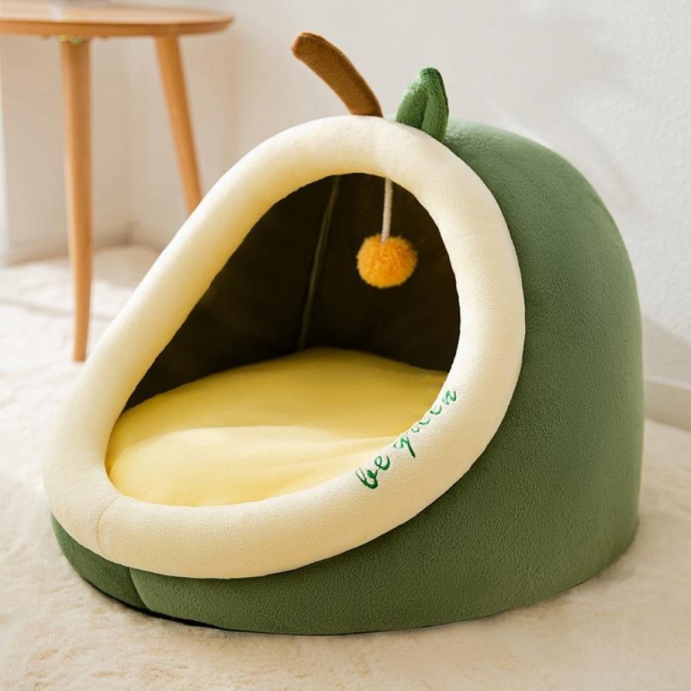 Semi-enclosed Pet Cat and Dog Bed Dog Kennel Pad Pet Supplies, Size:M(Avocado)