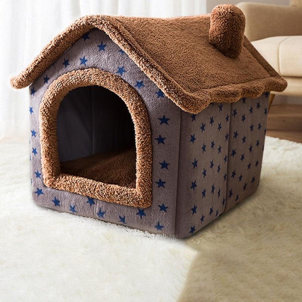 House Type Universal Removable and Washable Pet Dog Cat Bed Pet Supplies, Size:L(Coffee Hut)