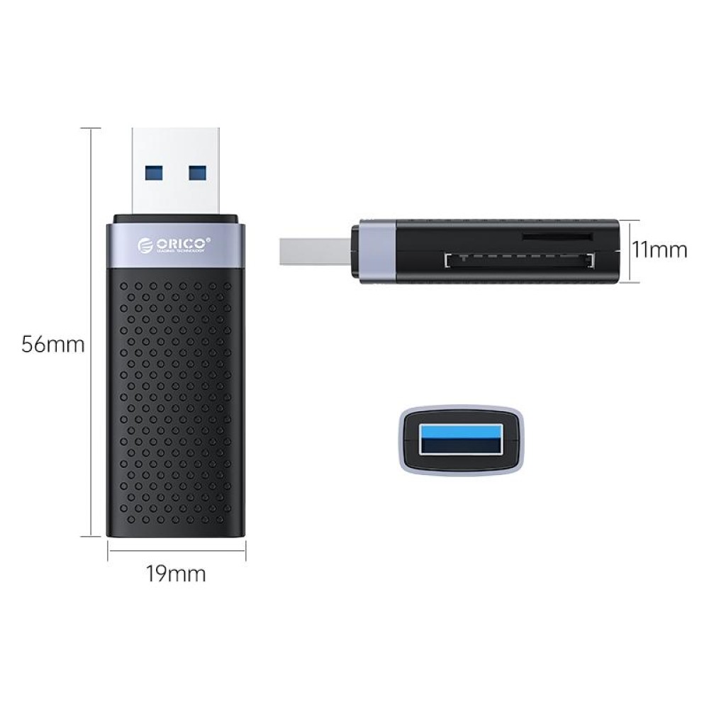ORICO CS2D-A3 TF/SD Dual Port USB-A3.0 Single Read Card Reader(Black)