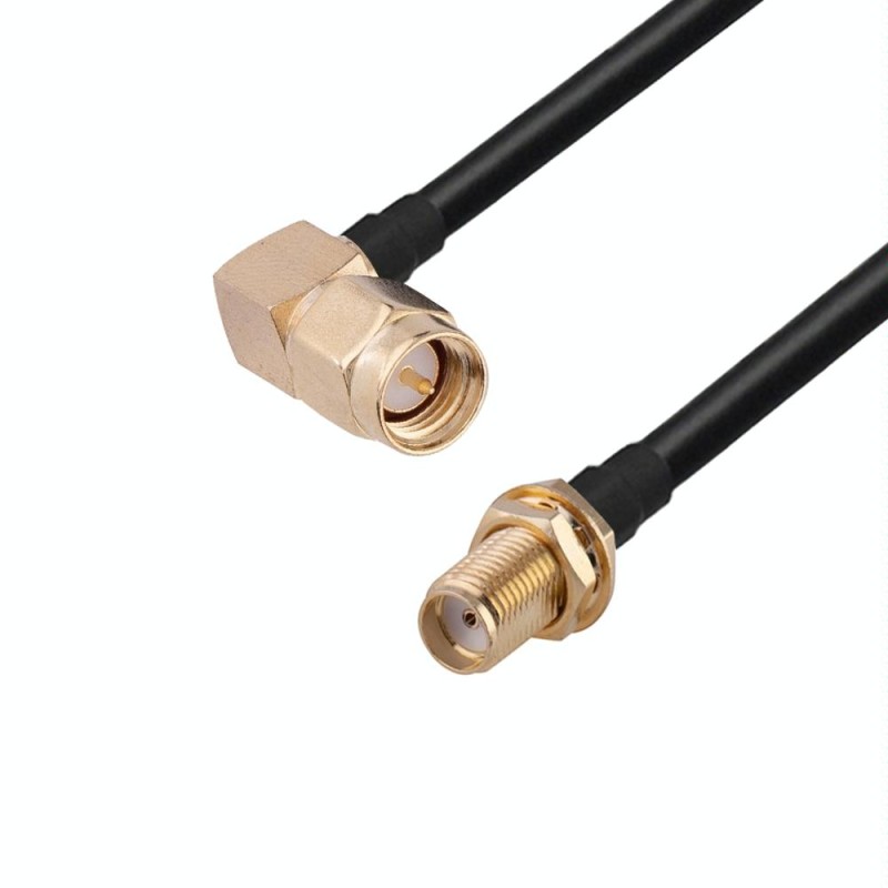 SMA Male Elbow to SMA Female RG174 RF Coaxial Adapter Cable, Length: 20cm