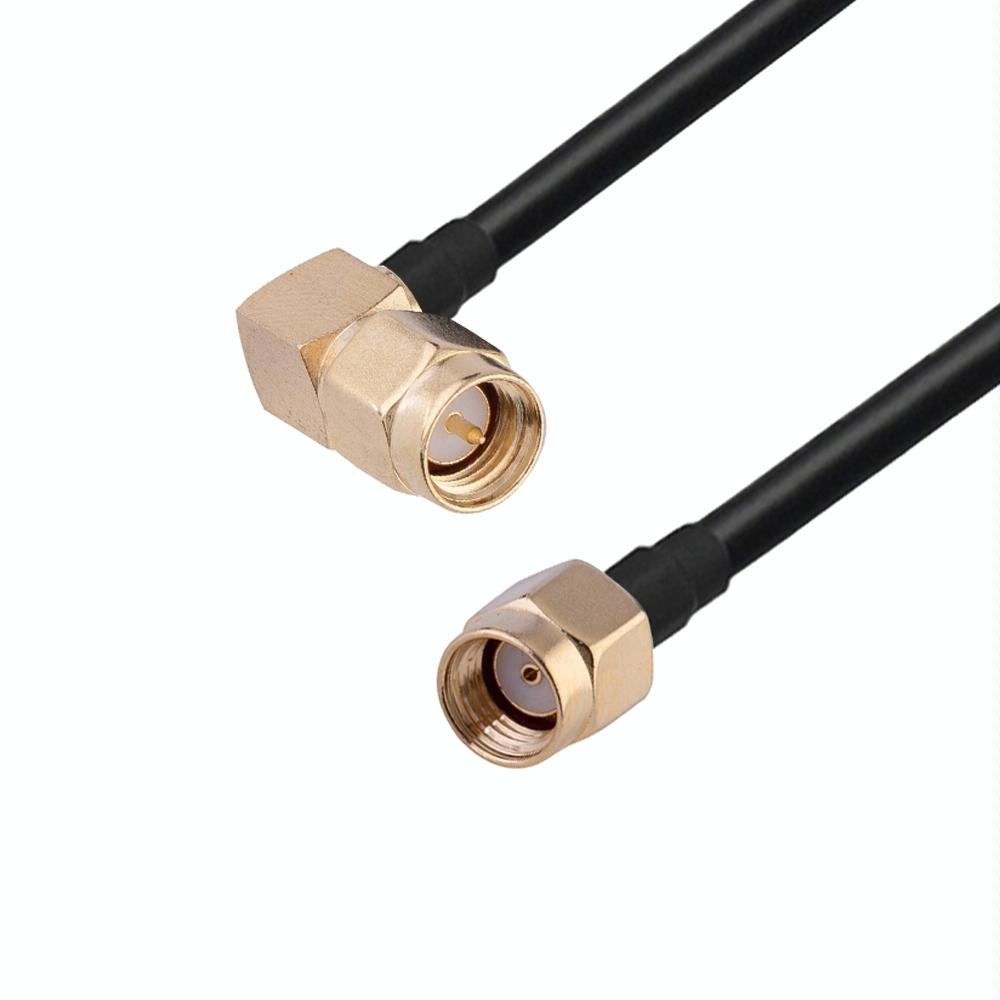 SMA Male Elbow to PR-SMA Male RG174 RF Coaxial Adapter Cable, Length: 30cm