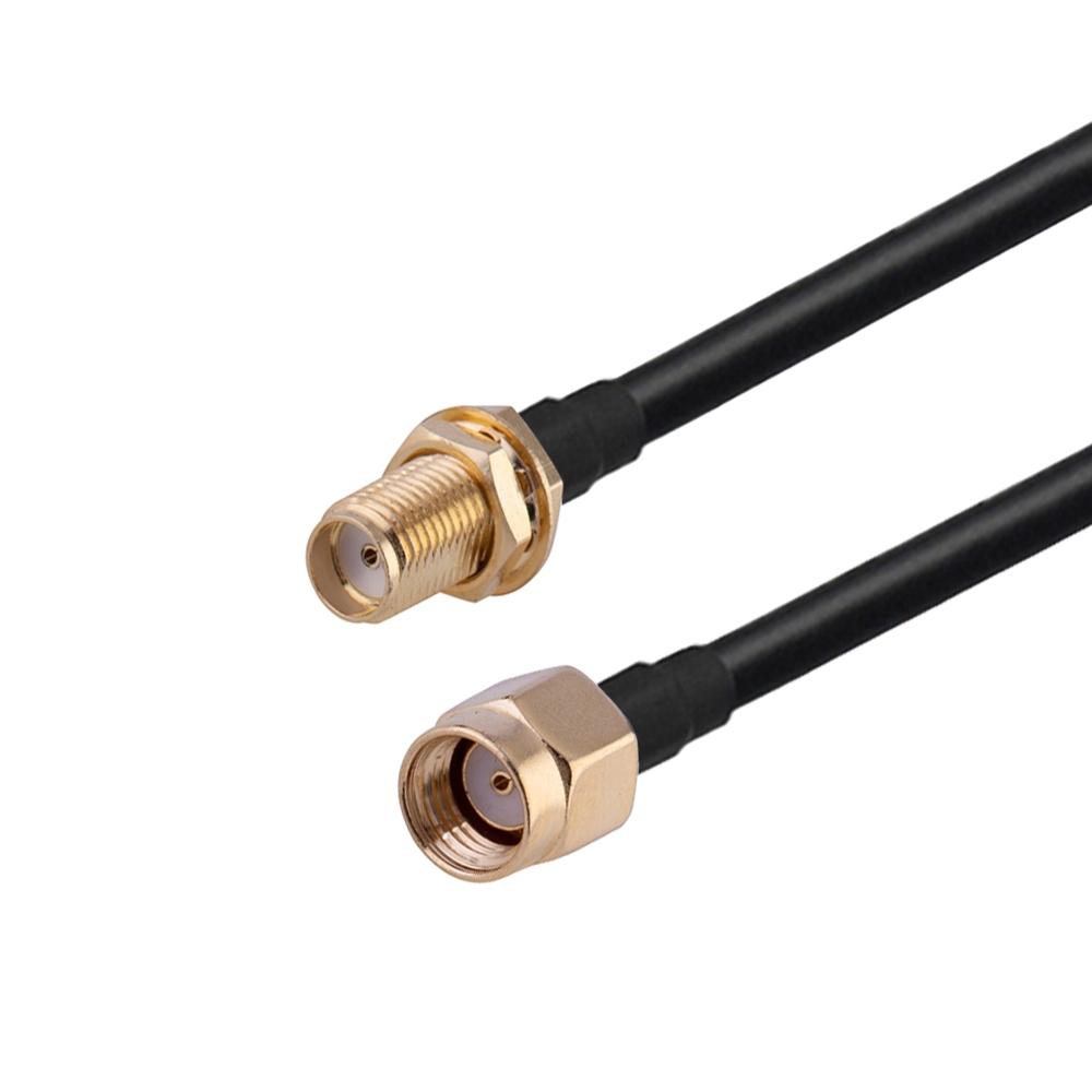 RP-SMA Male to SMA Female RG174 RF Coaxial Adapter Cable, Length: 1m