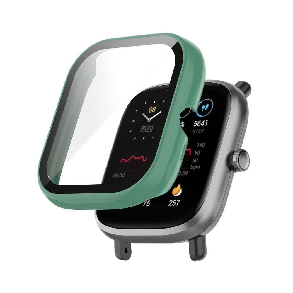 For Amazfit Bip U / Bip U Pro / Pop / Pop Pro PC + Tempered Glass Integrated Protective Watch Case(Pine Green)