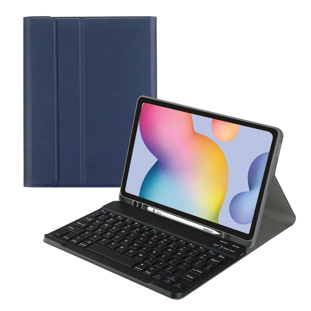 A7 Square Cap Bluetooth Keyboard Leather Case with Pen Slot For Samsung Galaxy Tab A7 10.4 2020(Dark Blue)