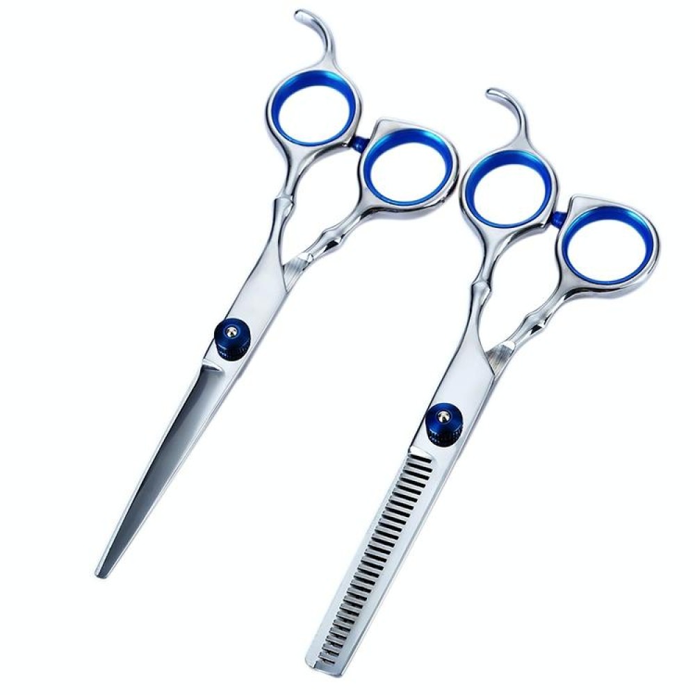 12pcs / Set Professional Hair Cutting Thinning Scissor Hairdressing Flat Shear Scissors Kit(Blue)