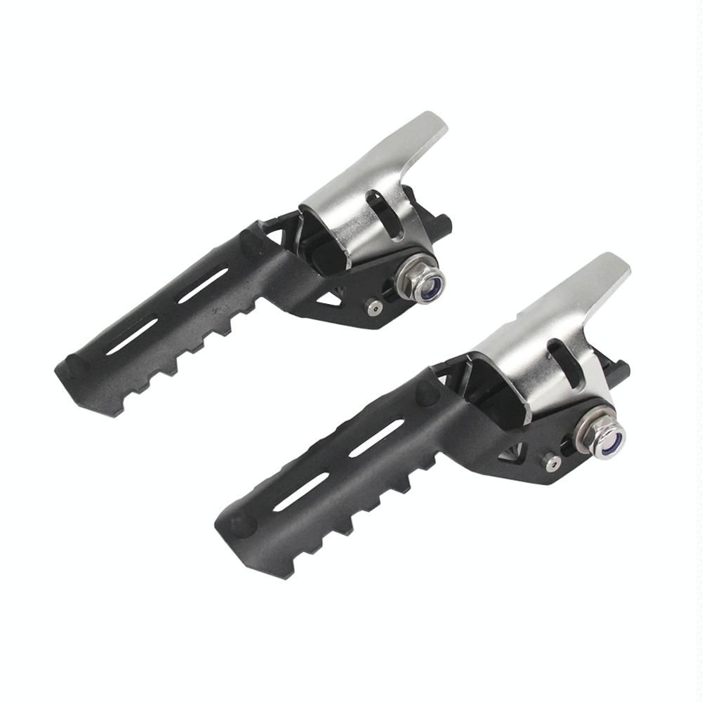 For BMW R1250GS R1200 GS ADV Motorcycle 22-25mm Front Folding Foot Pegs Footrests Clamps (Black Silver)