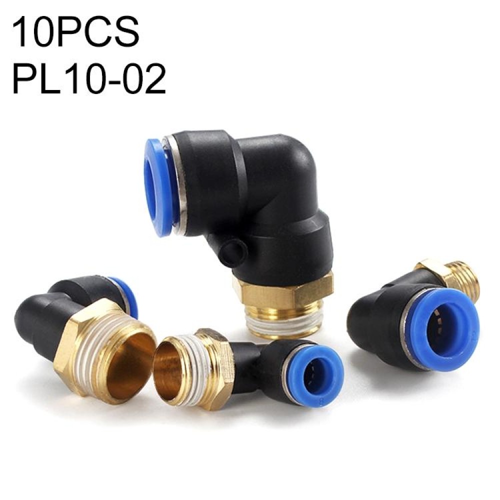 PL10-02 LAIZE 10pcs Male Thread Elbow Pneumatic Quick Fitting Connector