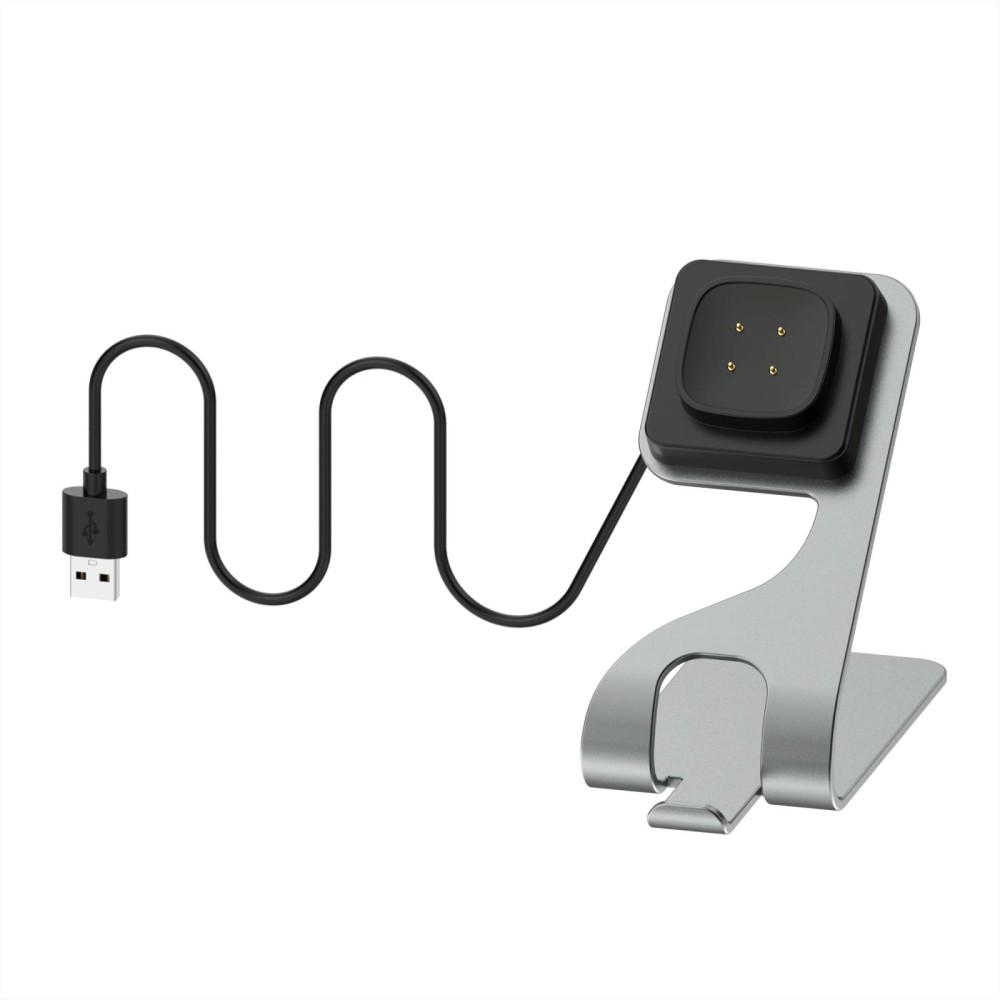 For Fitbit Versa4 / Sense2 Portable Magnetic Metal Charger Holder Cable Length:1.5m(Grey)