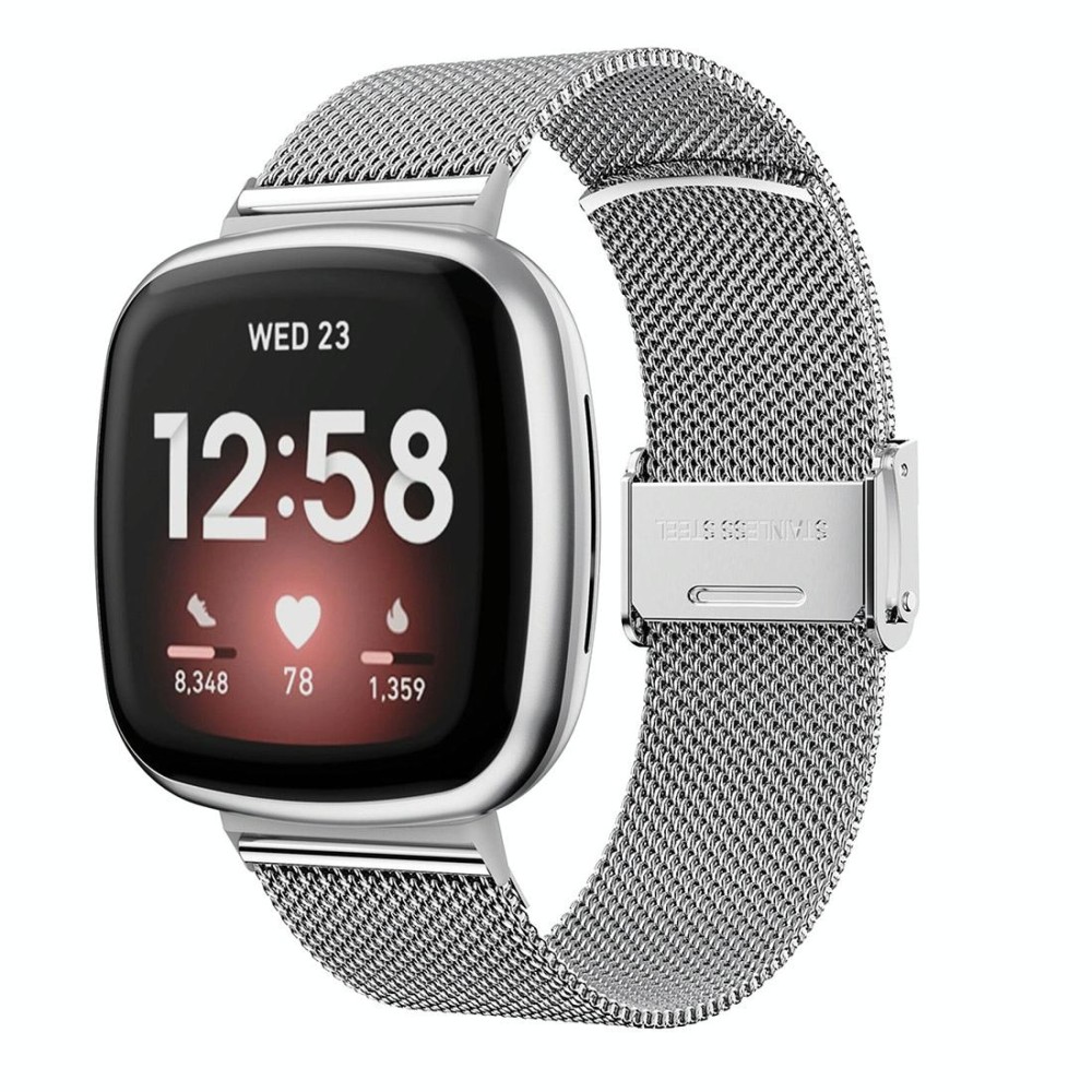 For Fitbit Versa 4 / Sense 2 Universal Metal Stainless Steel Buckle Watch Band(Silver)