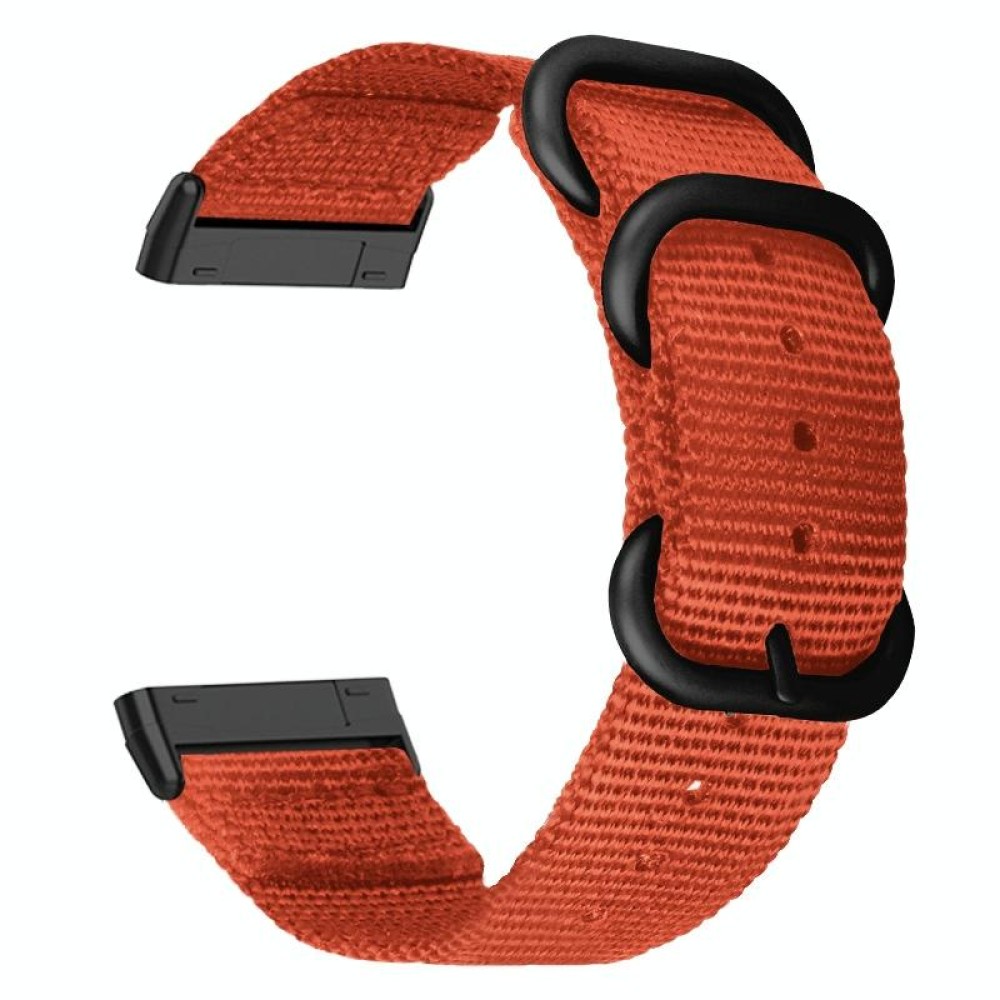 For Fitbit Versa 4 / Sense 2 Universal Three-ring Steel Buckle Nylon Watch Band(Orange)