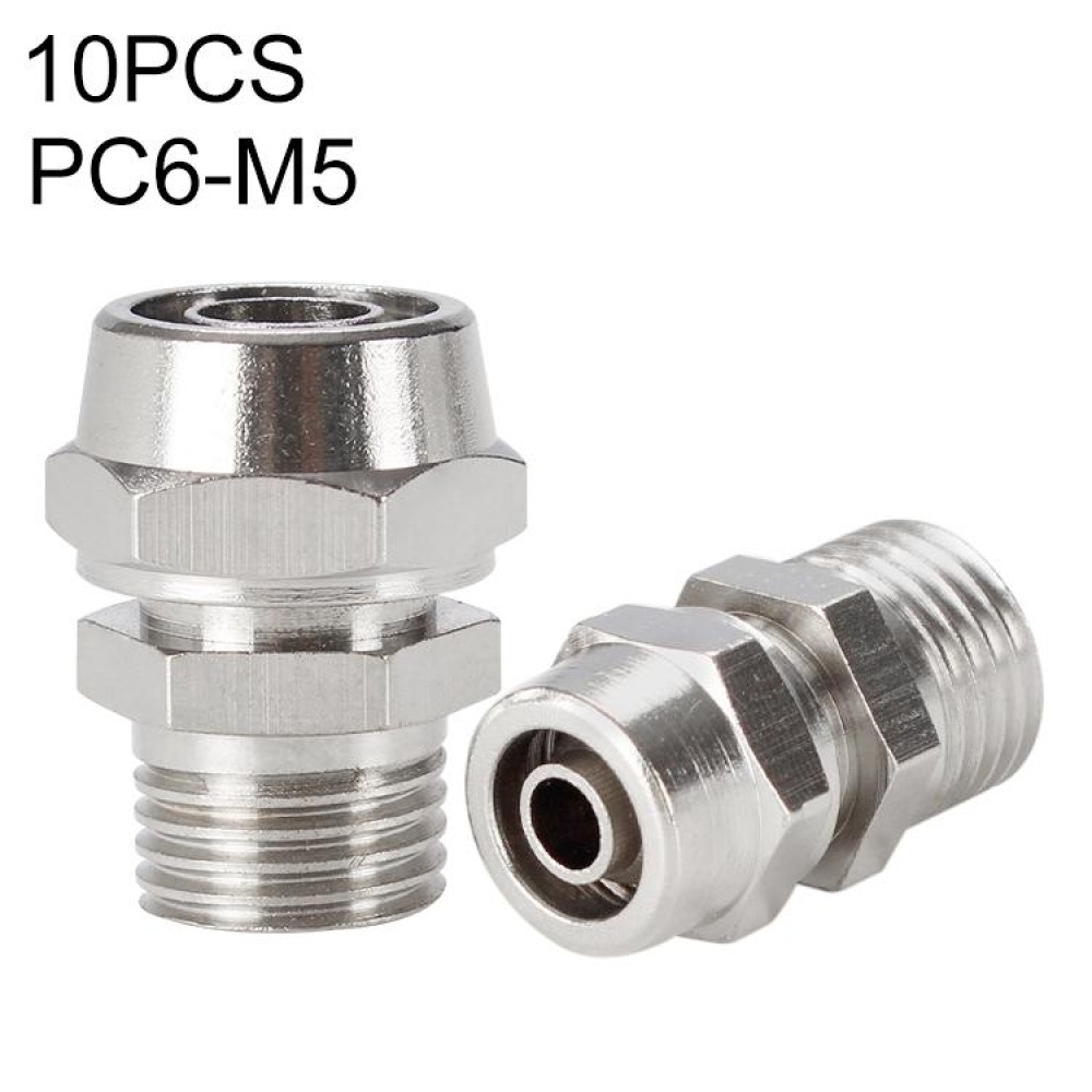 PC6-M5 LAIZE 10pcs Nickel Plated Copper Pneumatic Quick Fitting Connector