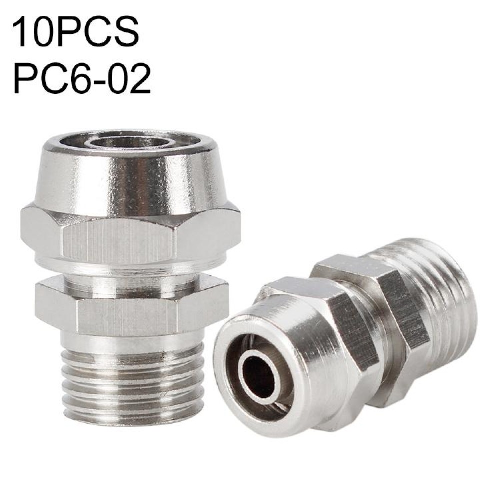 PC6-02 LAIZE 10pcs Nickel Plated Copper Pneumatic Quick Fitting Connector